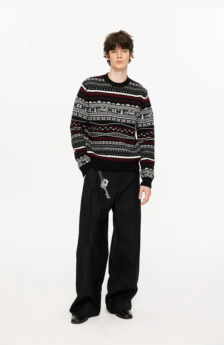 Fair Isle Milk Cotton Knit Sweater