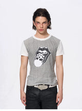 Men's Skull Print Plaid Tees