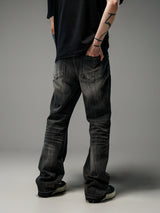 Heavy Washed Loose Flared Stacked Jeans