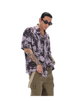 Lavender Graffiti Cuban Collar Hawaiian Shirt
