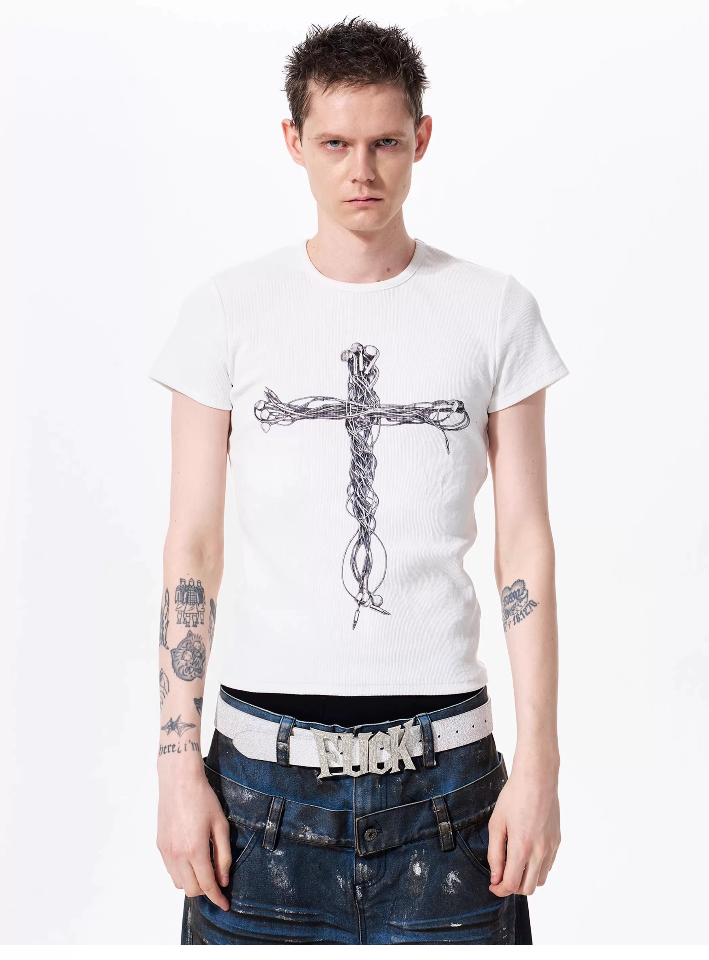 Men's Slim Fit Headphone Cross Tee
