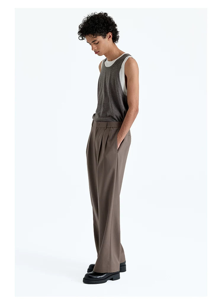 Merino Wool Pleated Elastic Waist Pants