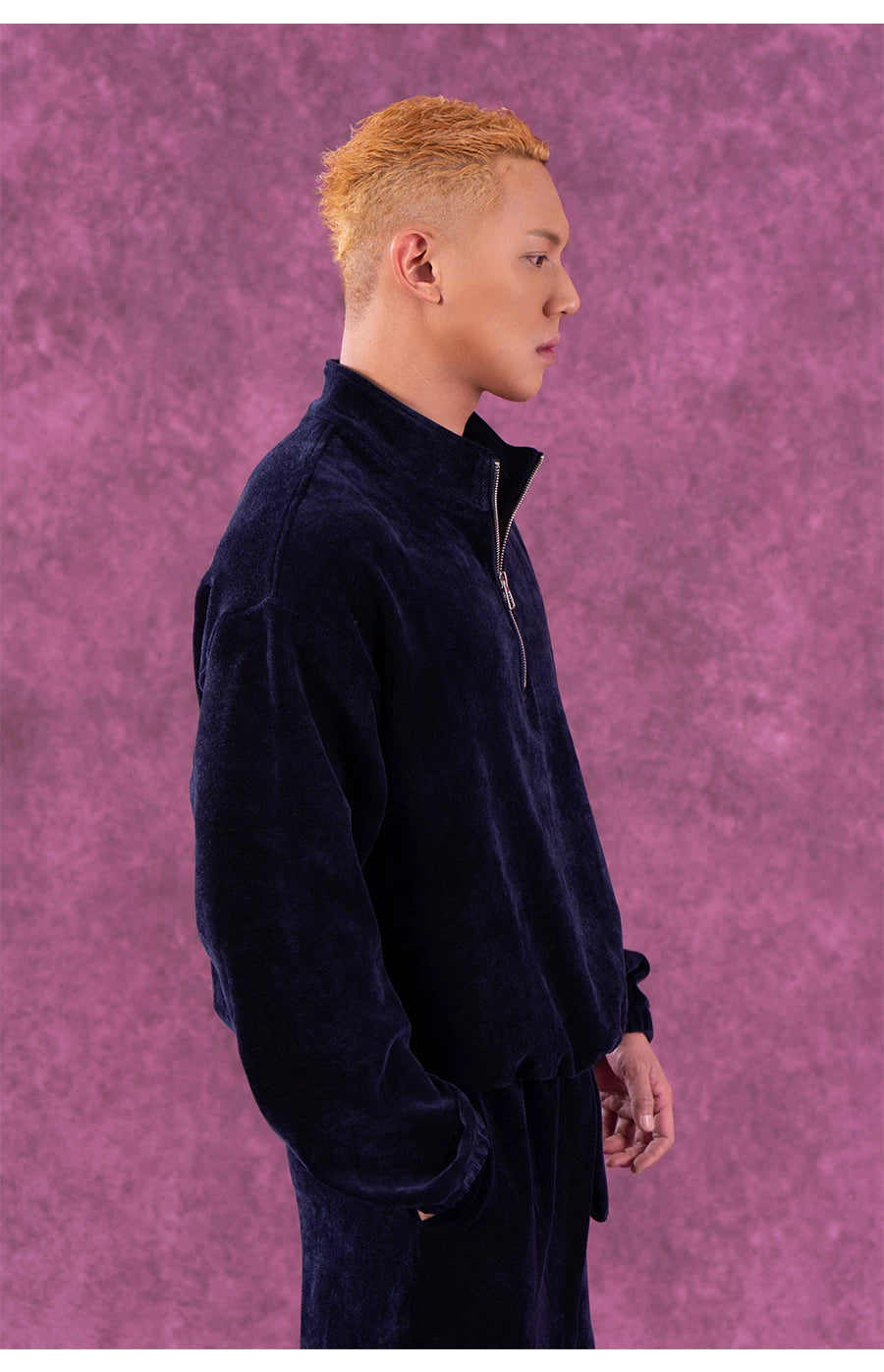 Men's Zip Stand Collar Corduroy Sweatshirt