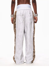 Men's Light Gray Leopard Fleece Sweatpants