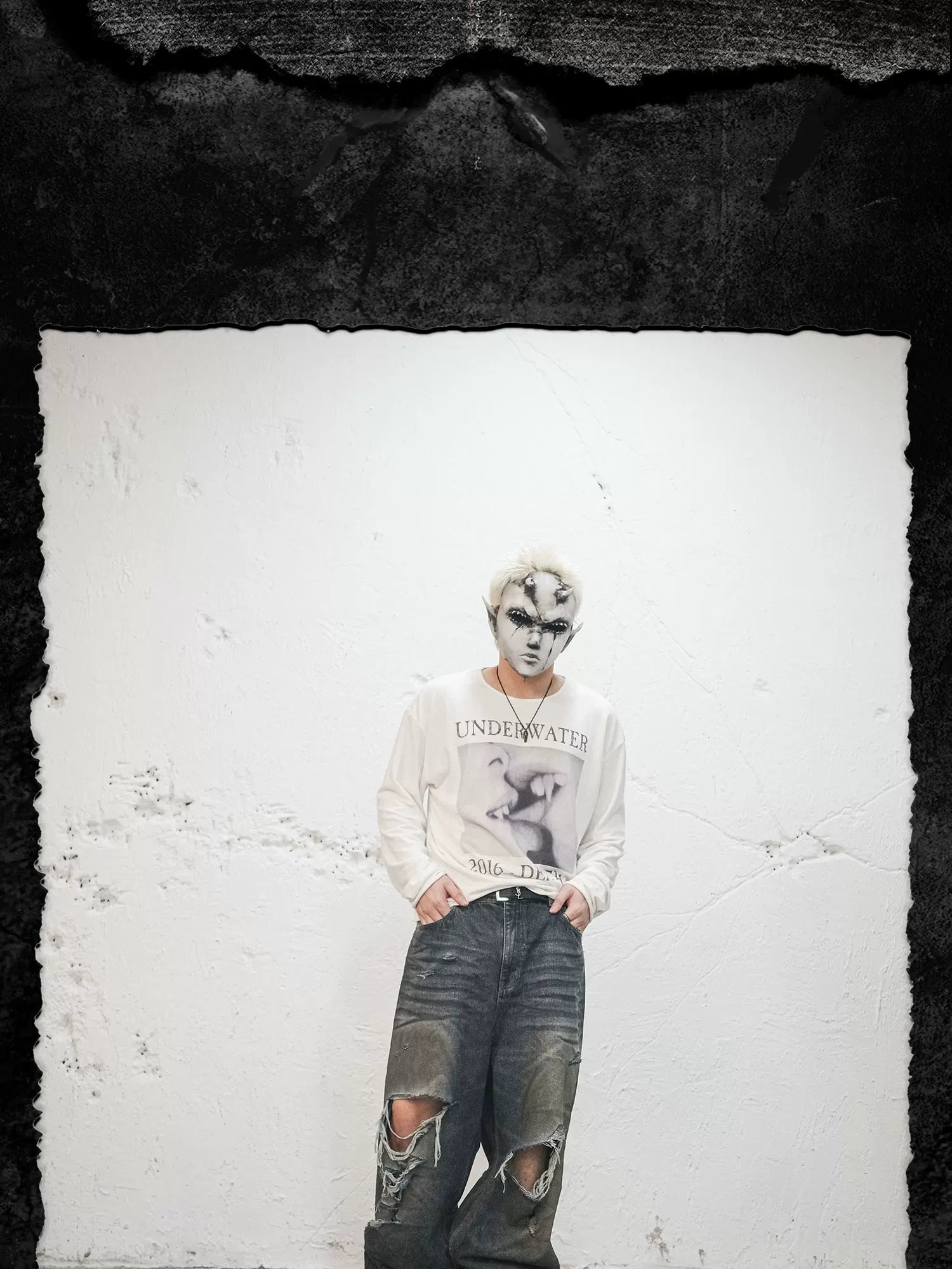 Muddy Distressed Ripped Baggy Jeans