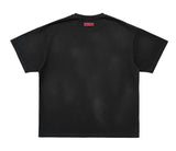 Loose Washed Black Printed Cotton Tee