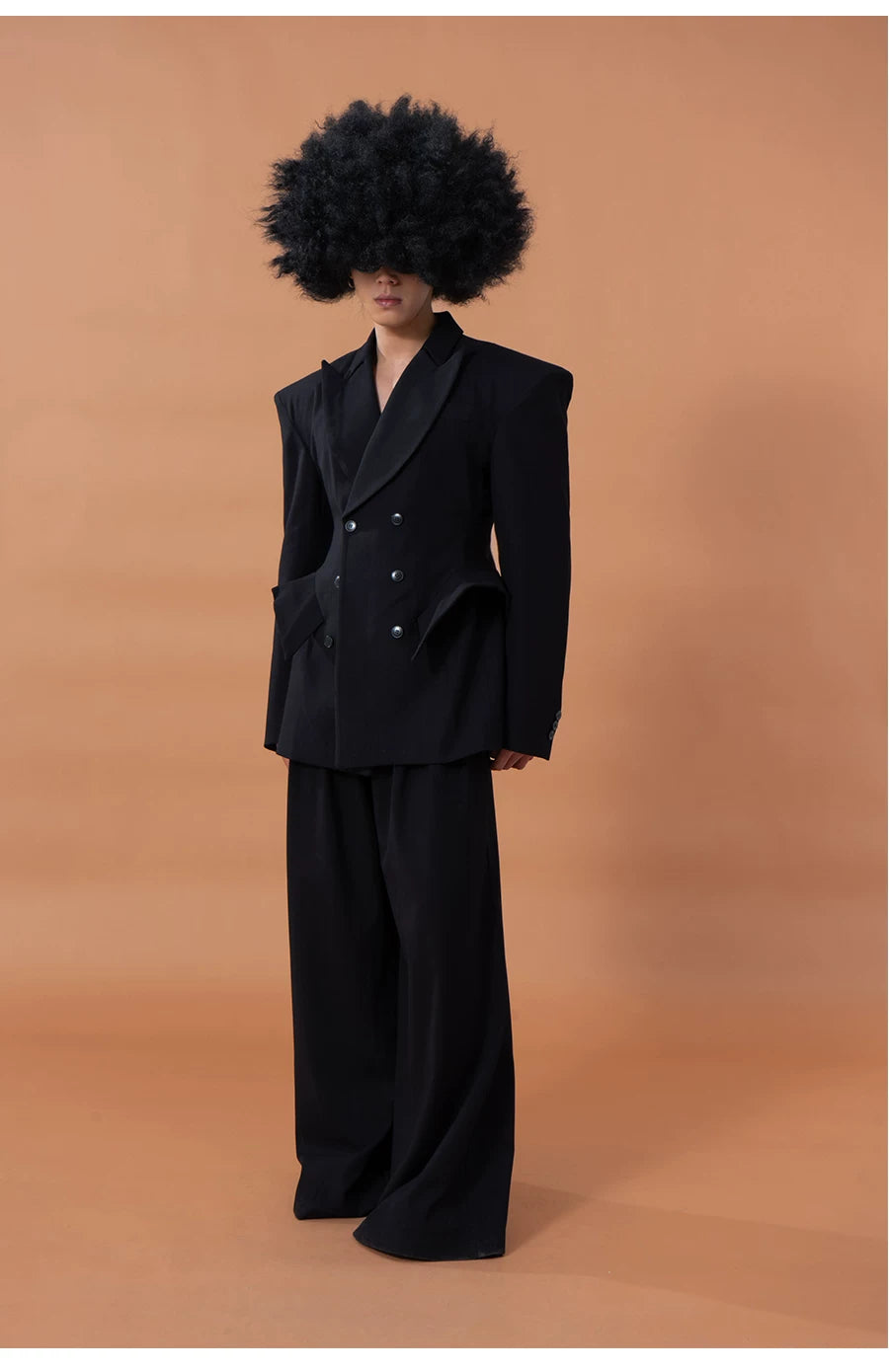 Men's Black Wide Leg Casual Pants