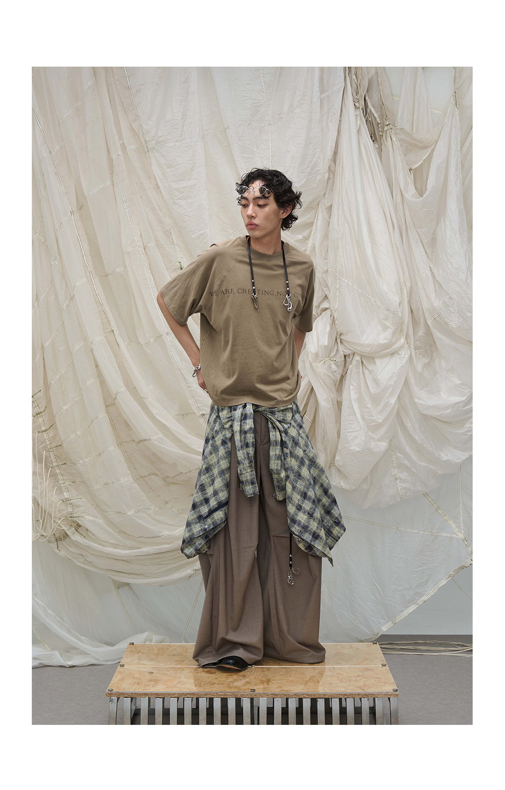 Loose Draped Pleated Curved Trousers