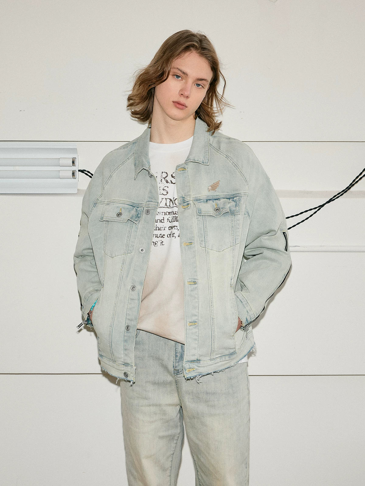 Mud Washed Distressed Denim Jacket