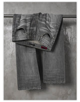 Cream Gray Washed Straight Leg Jeans
