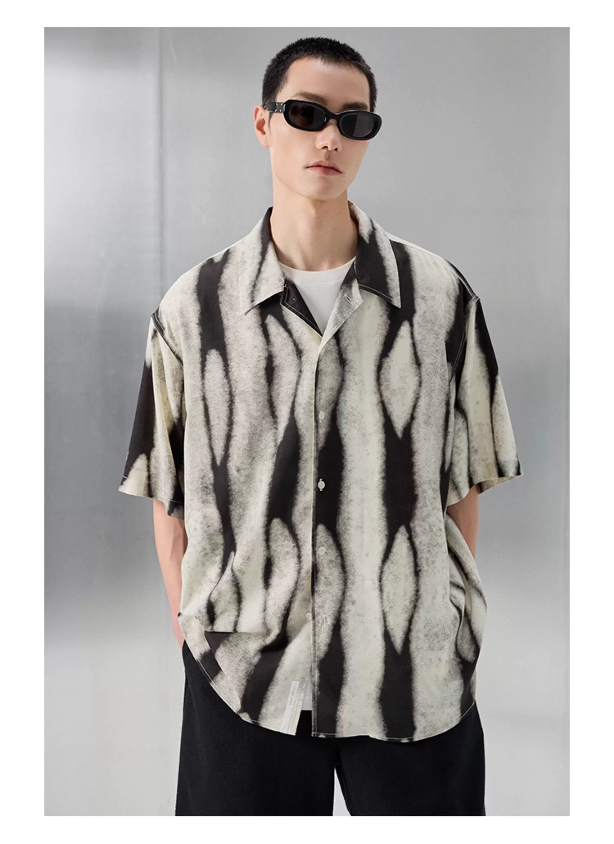 Printed Short Sleeve Cuban Collar Shirt