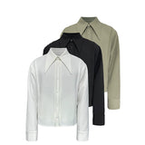 Sharp Collared Striped Pleated Shirt
