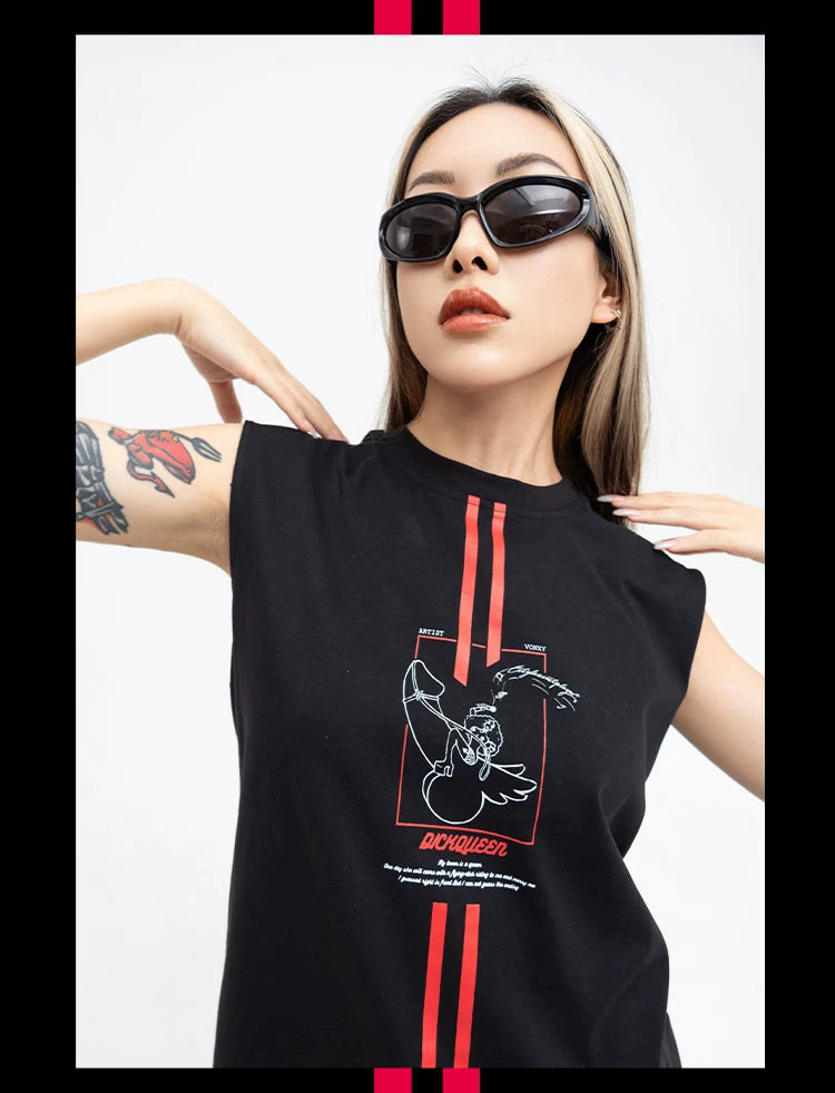 Men's Black Printed Tank Top