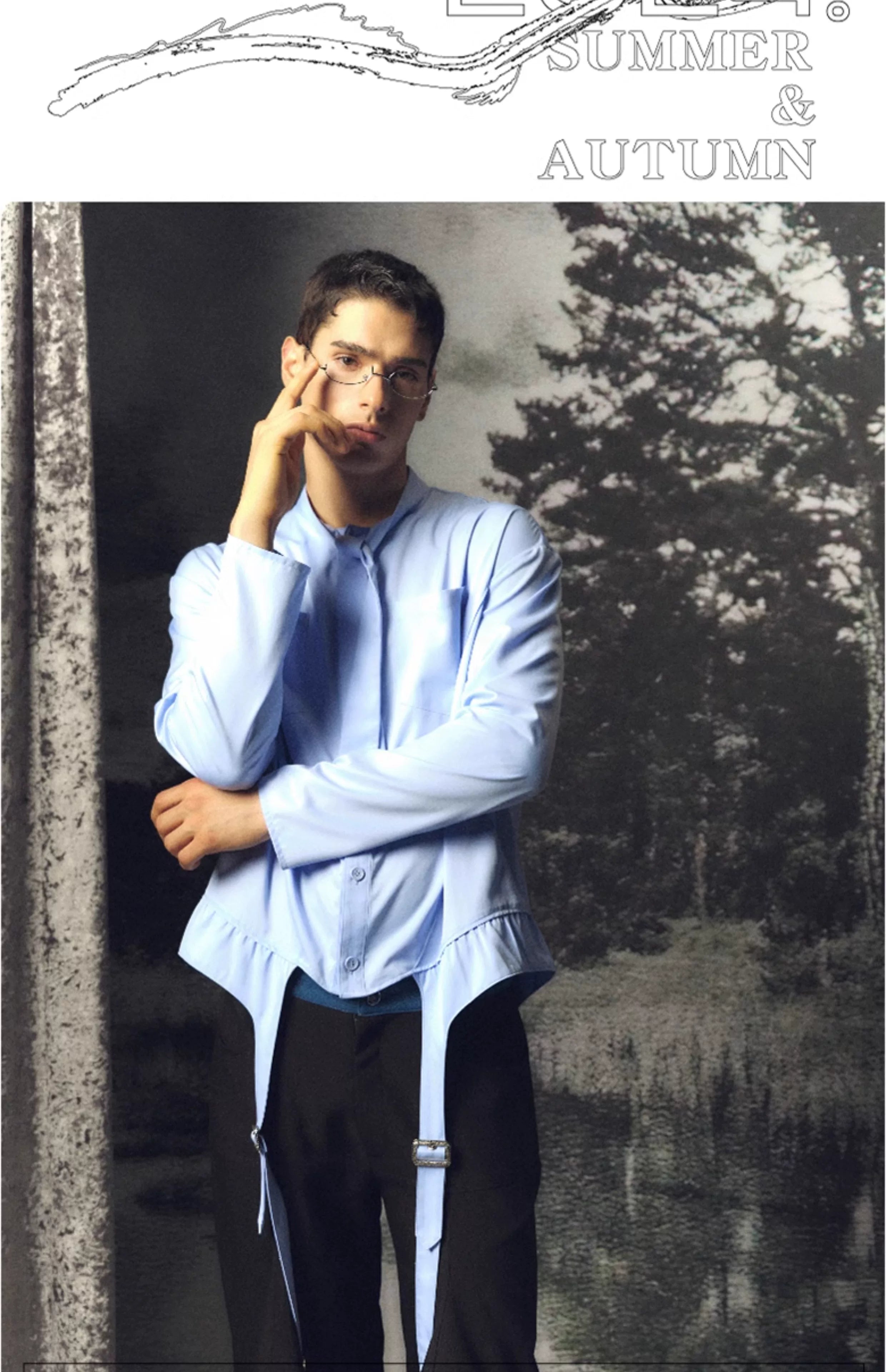 Blue Bow Tie Long Sleeve Shirt