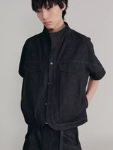 Stand Collar Denim Shirts With Pockets