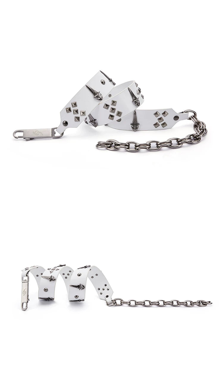 Medieval Genuine Leather Chain Rivet Belt