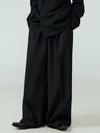 Black Draped Wide Leg Casual Pants