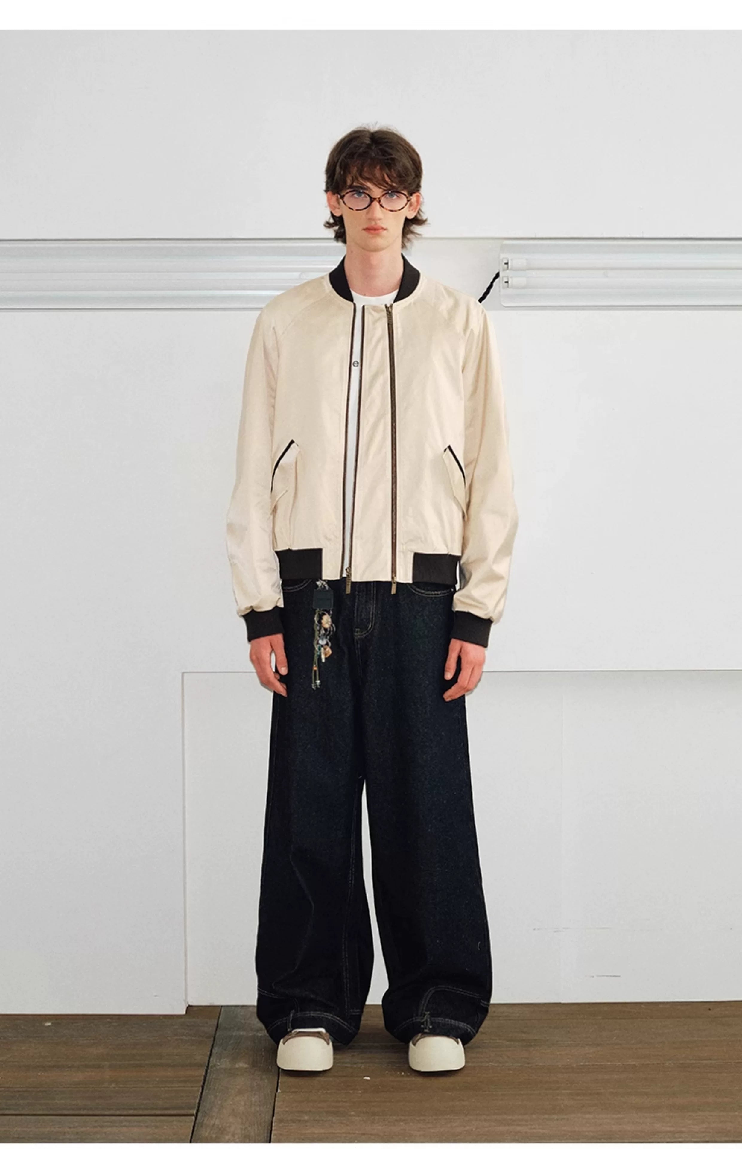 Men's Versatile Dual-Zip Satin-Reflective MA1 Bomber