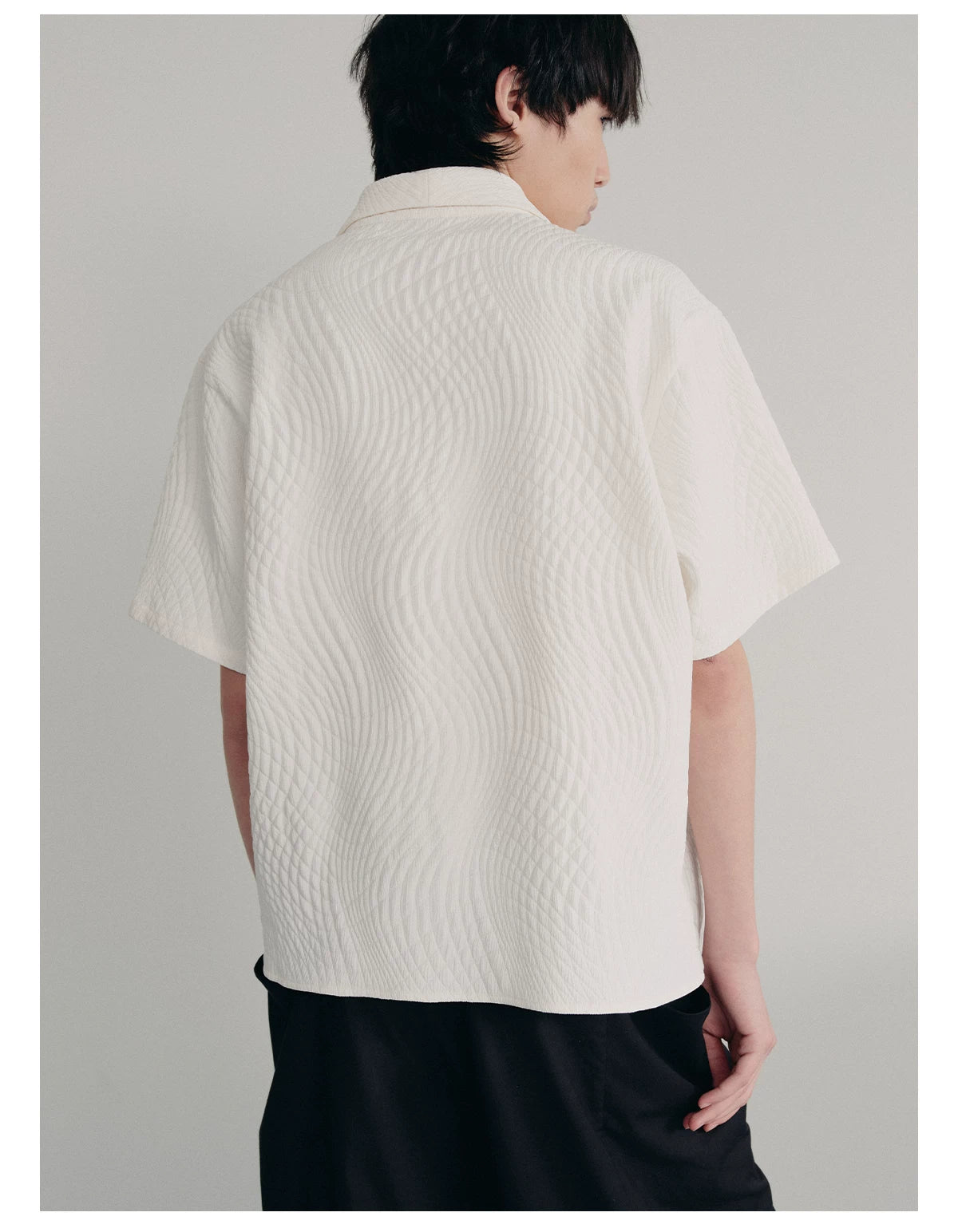 Seagull Collar Leaf Jacquard Shirt
