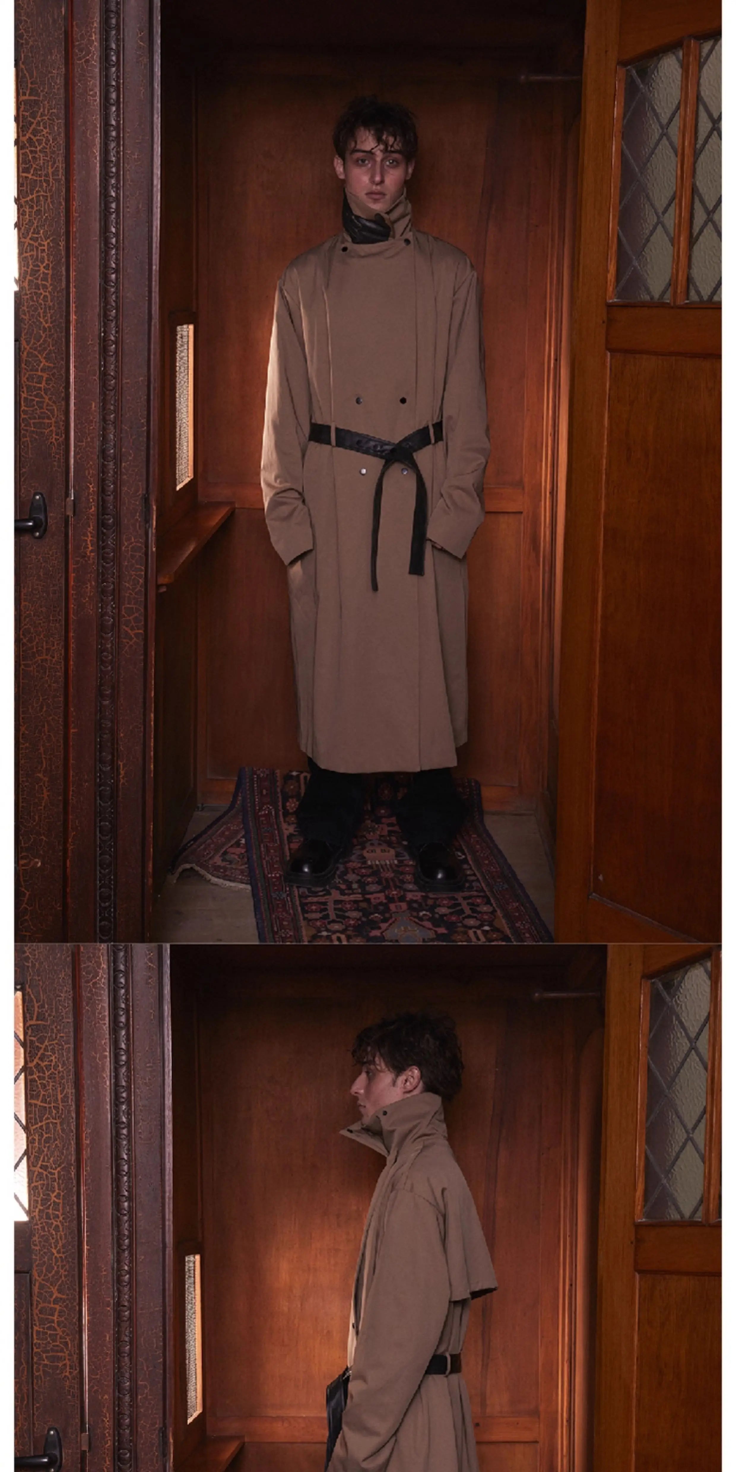 Long Loose Stand Collar Trench Coats