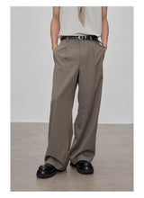 Adjustable Waist Wool Blend Dress Pants