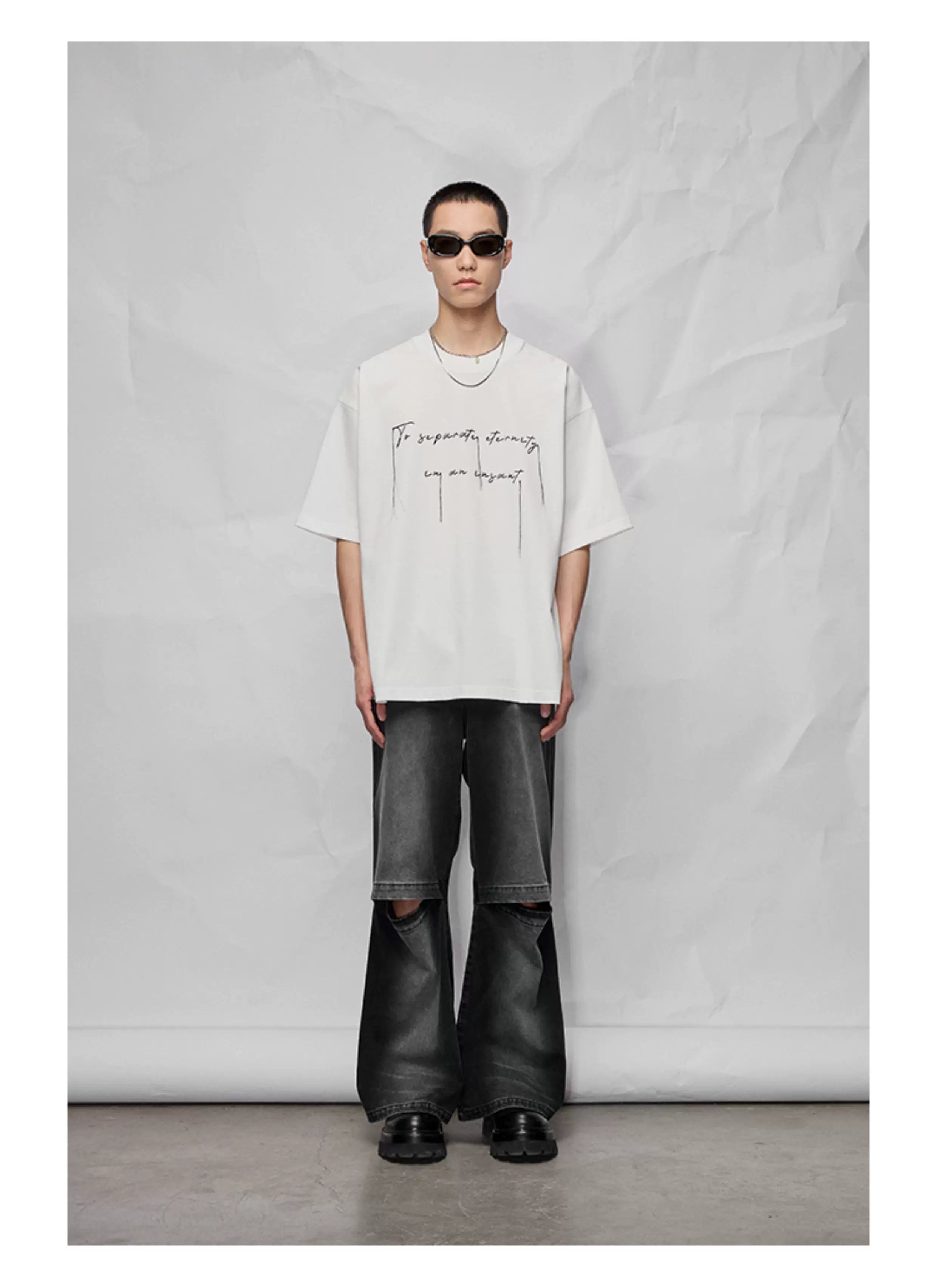 Cotton Blend Embroidered Fringe Tee