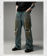 Tawny Distressed Loose Straight Jeans