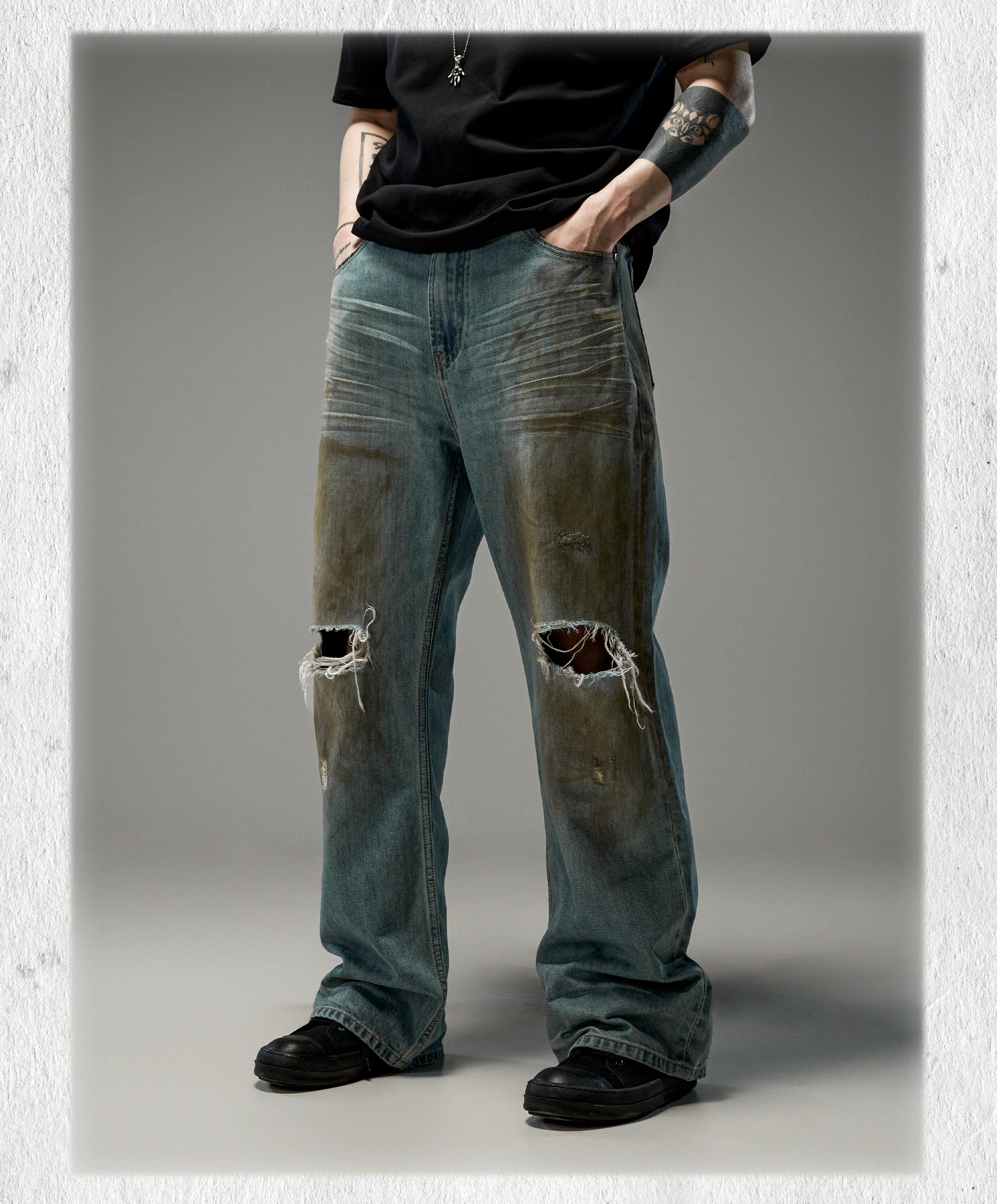 Tawny Distressed Loose Straight Jeans