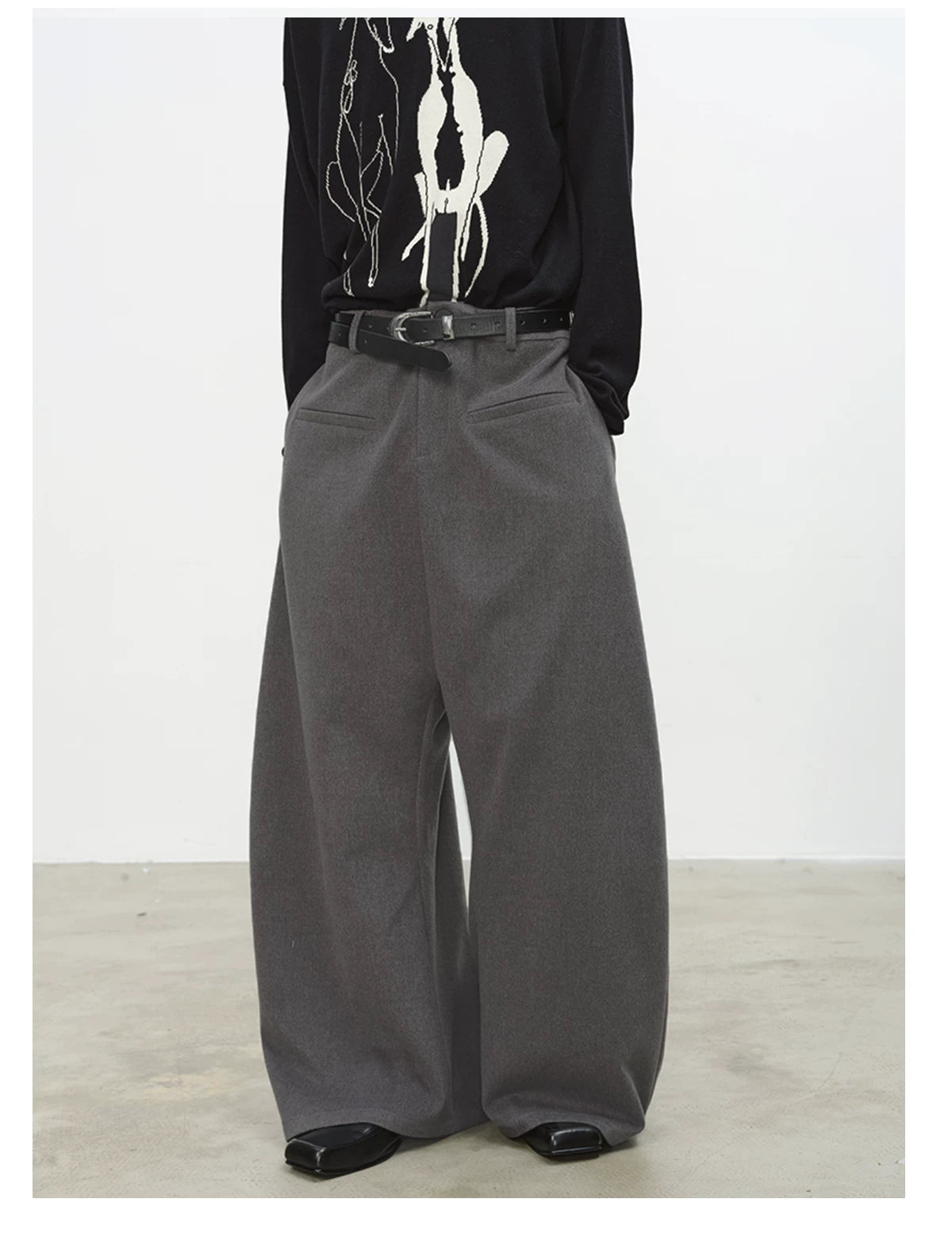Reversible Pleated Brushed Low Rise Pants
