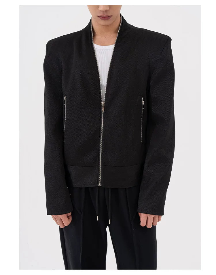 Men's Two-Tone Zip Shoulder Pad Jacket
