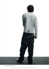 Punk Raw Denim Straight Flare Jeans