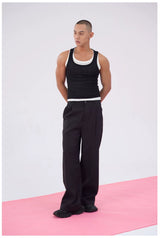 Black Red Faux Two-piece Men's Vest