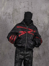 Burnt Red Distressed Bandage MA1 Jacket