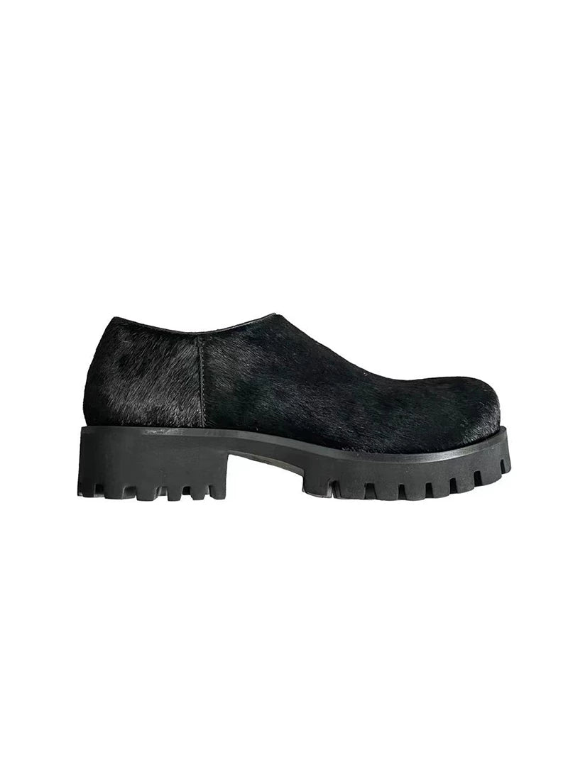 5cm Heightened Horsehair Leather Derby Shoes