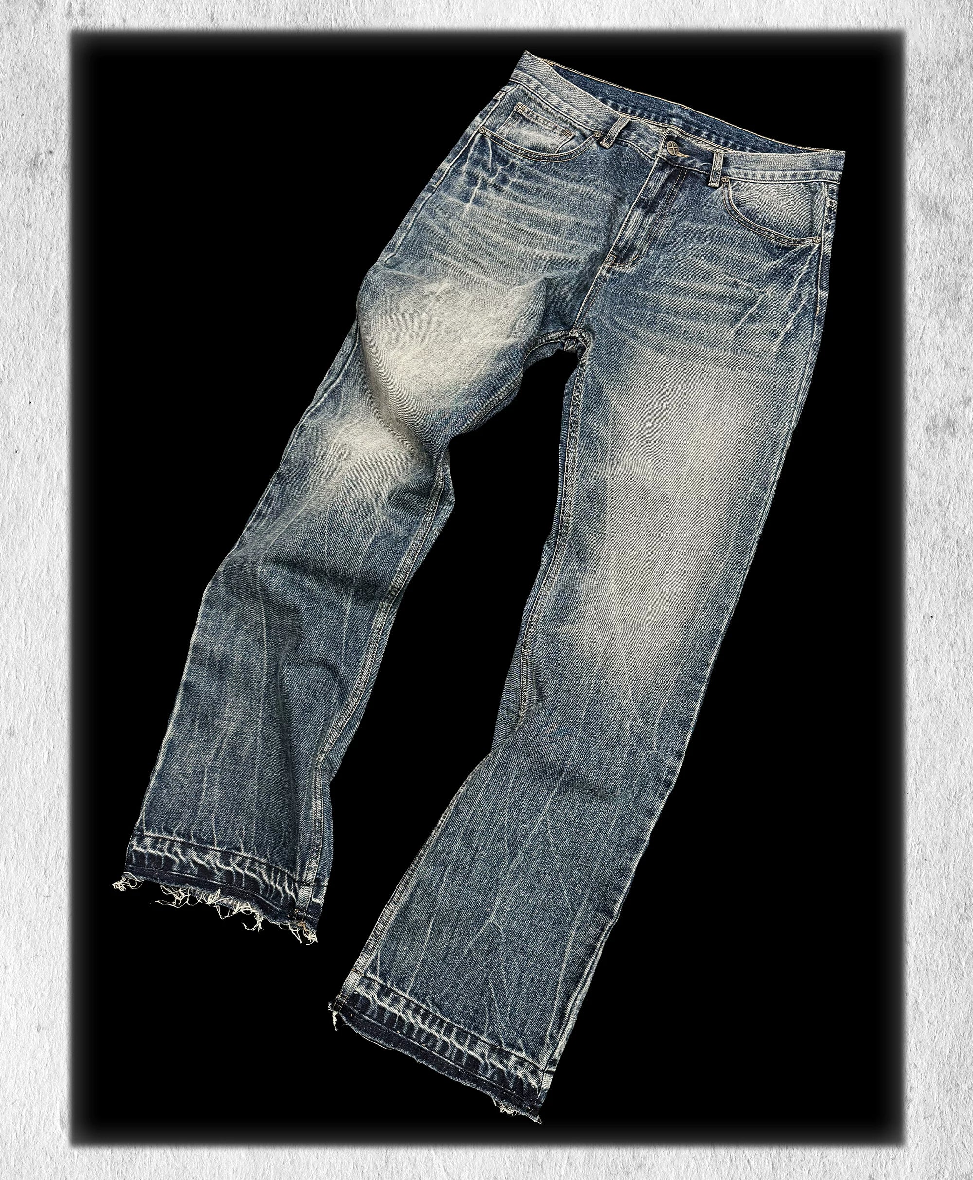 Heavy Washed Loose Flared Stacked Jeans