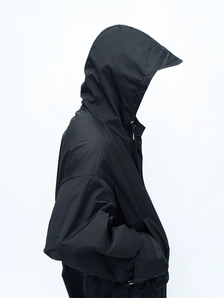 Hooded Long Water-resistant Waist-cinched Trench Coat