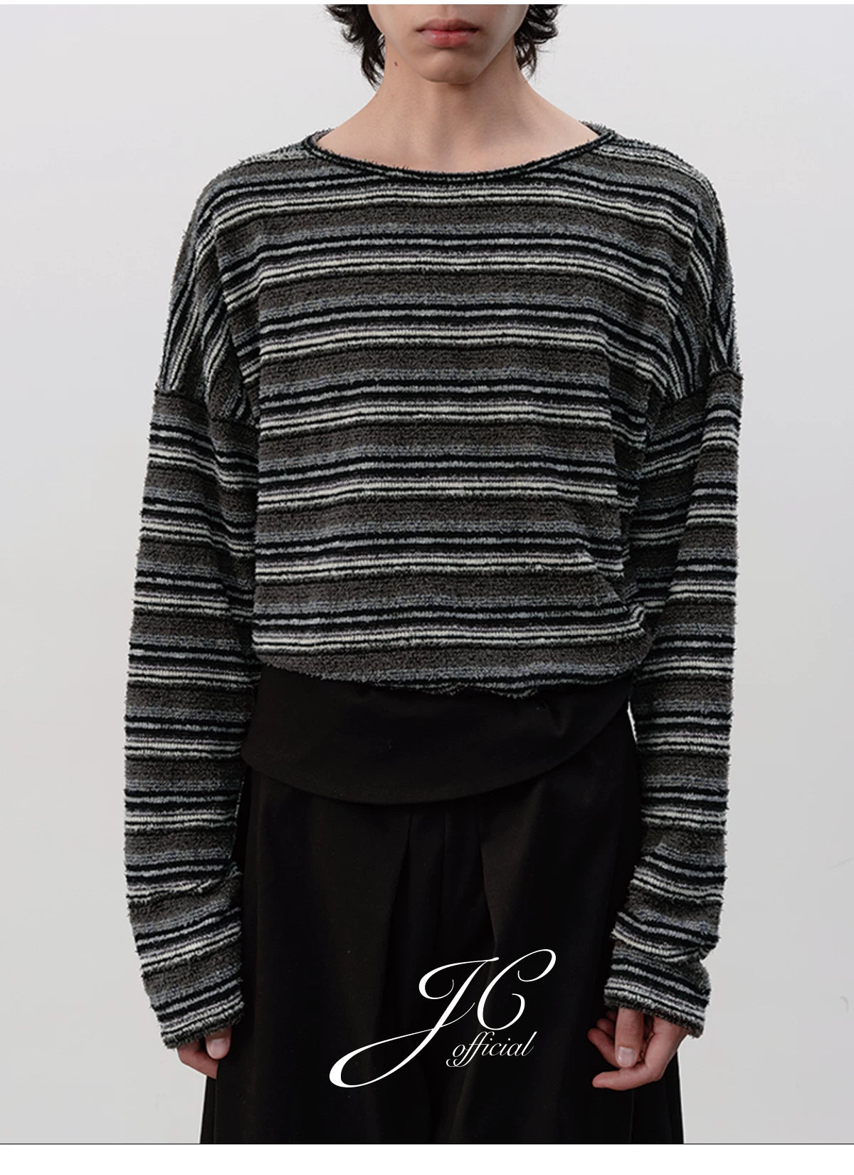Striped Long Sleeve Drop Shoulder Tops