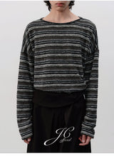 Striped Long Sleeve Drop Shoulder Tops