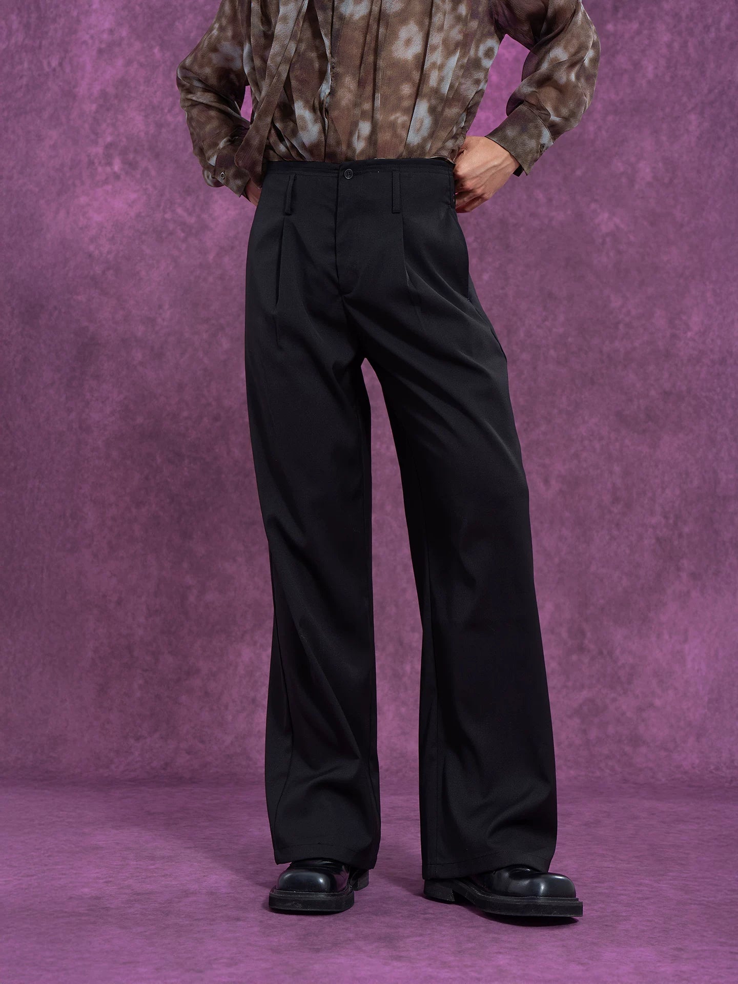 Black High Waist Men's Casual Pants