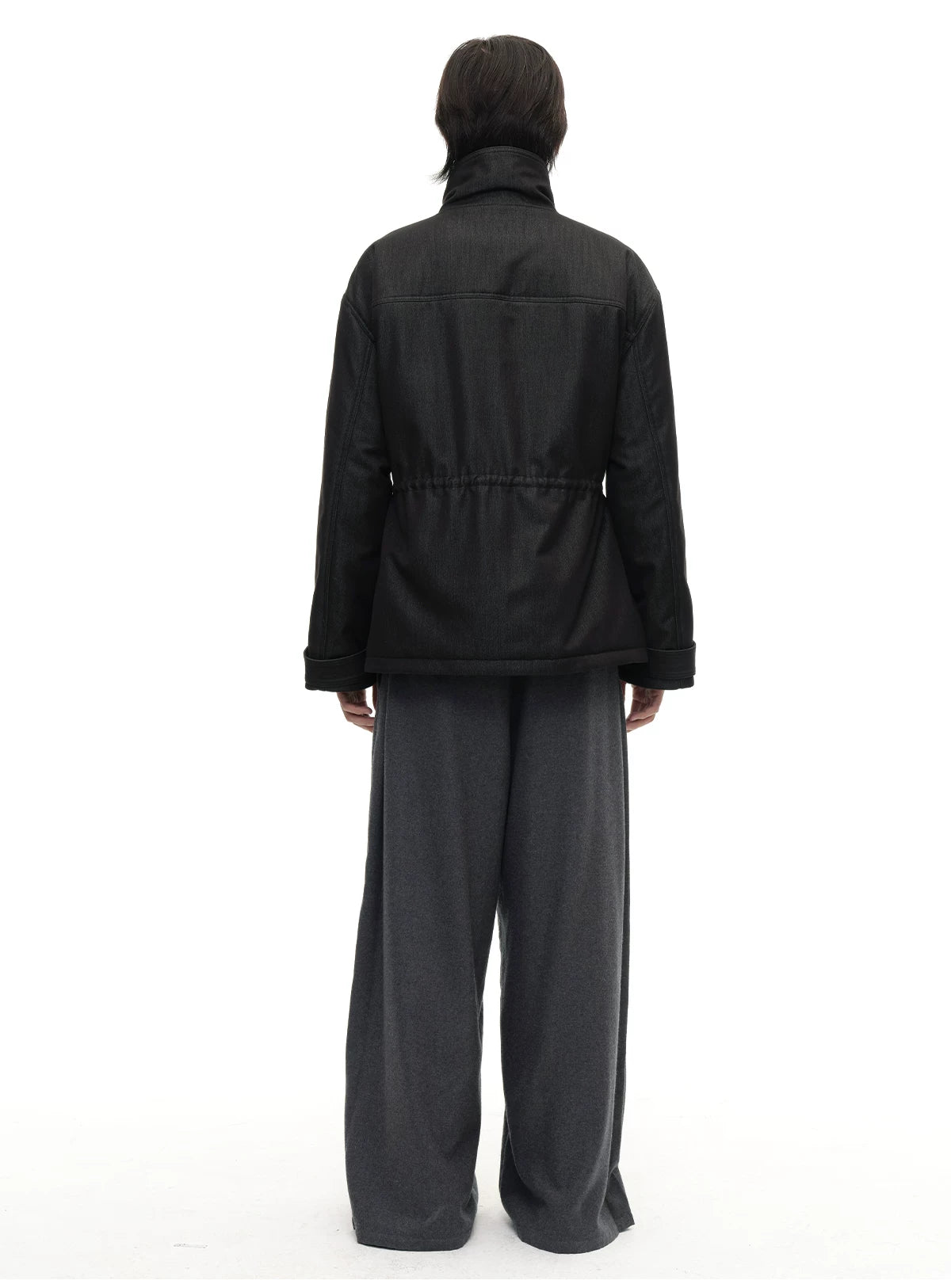 Drawstring High Neck Loose Padded Parka
