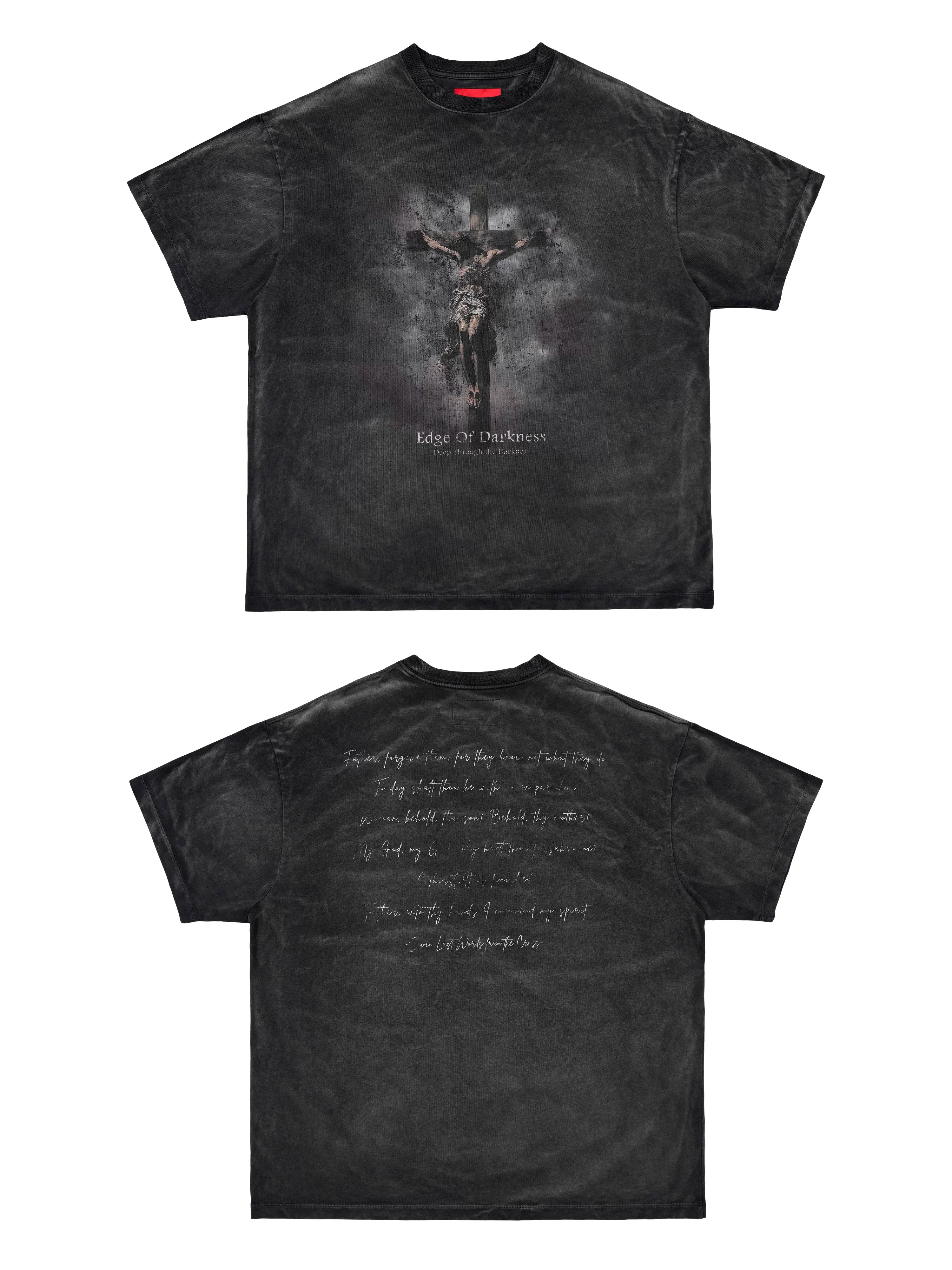 Heavyweight Loose Washed Gray Printed Tee