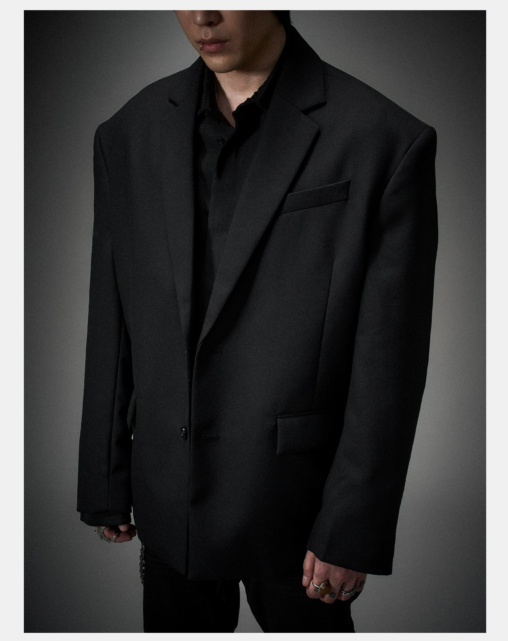 Structured Wool Blazer with Slits