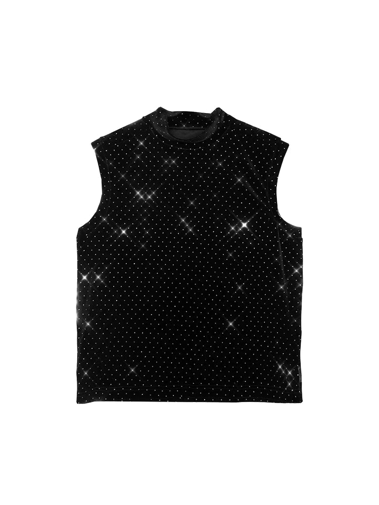 Retro Disco Rhinestone Sleeveless Tee