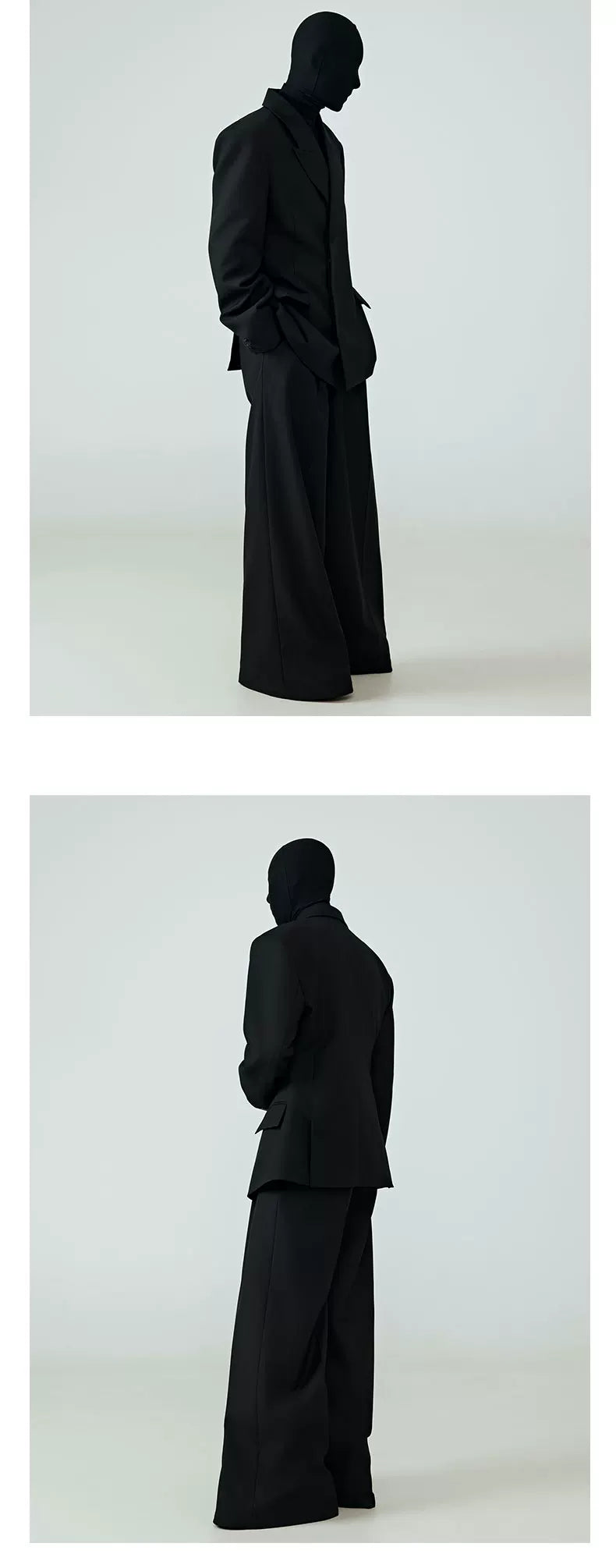 Black Draped Wide Leg Casual Pants