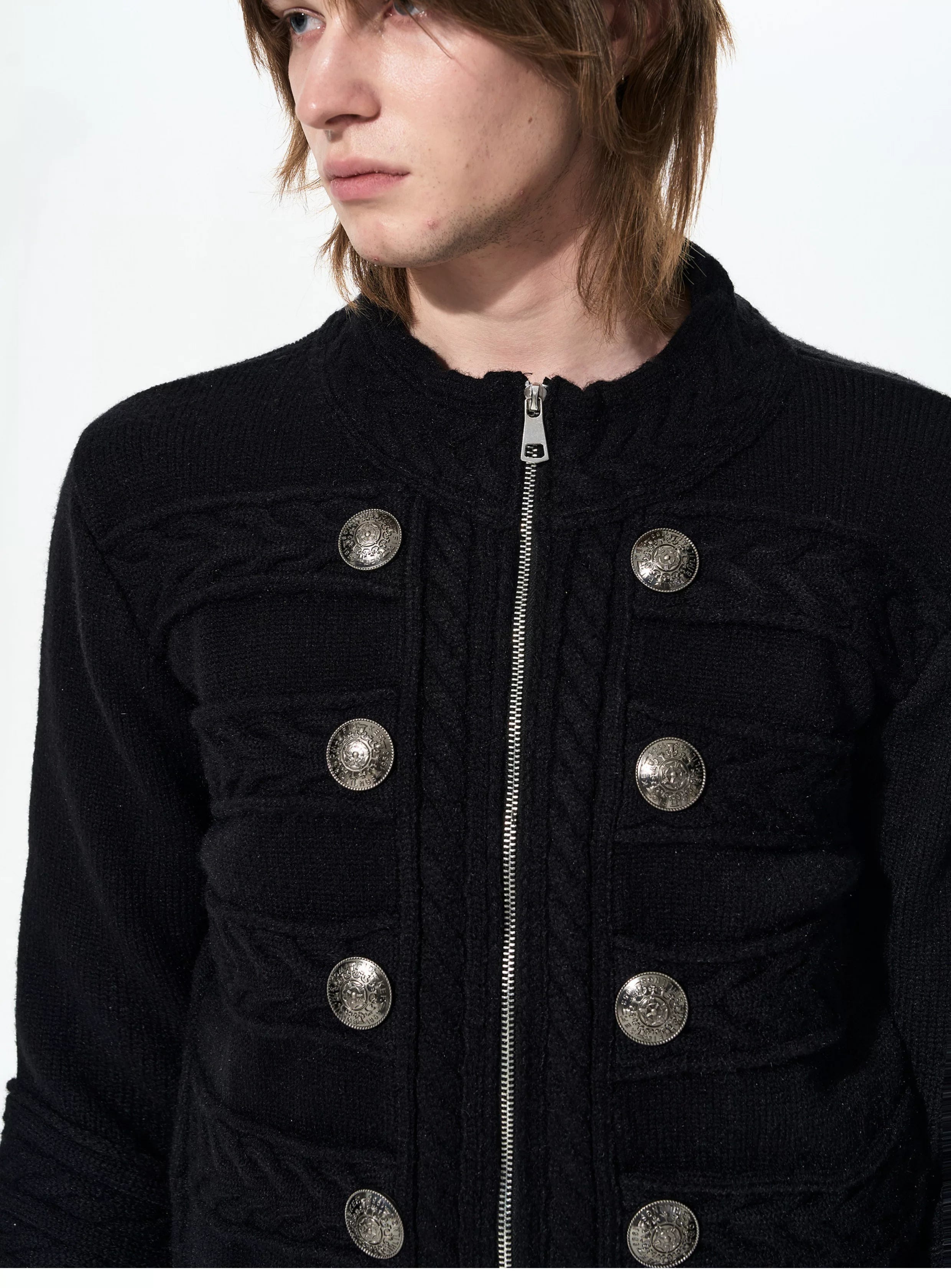 Men's Black Knit Sweater Coat