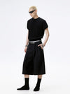 Metal Studded Pleated Wide Leg Shorts