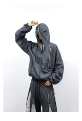 Multiple Zippers Double-sided Spliced Sweatshirt
