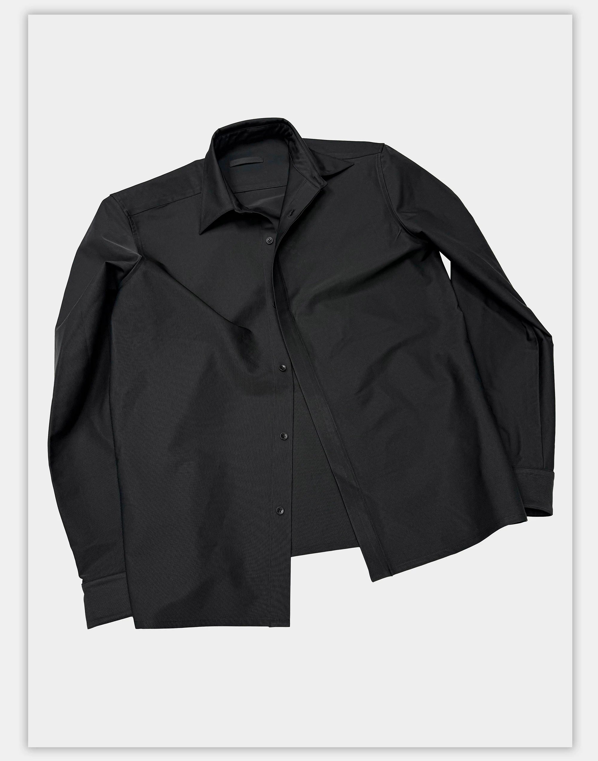 Long Sleeve Ribbed Point Collar Shirt