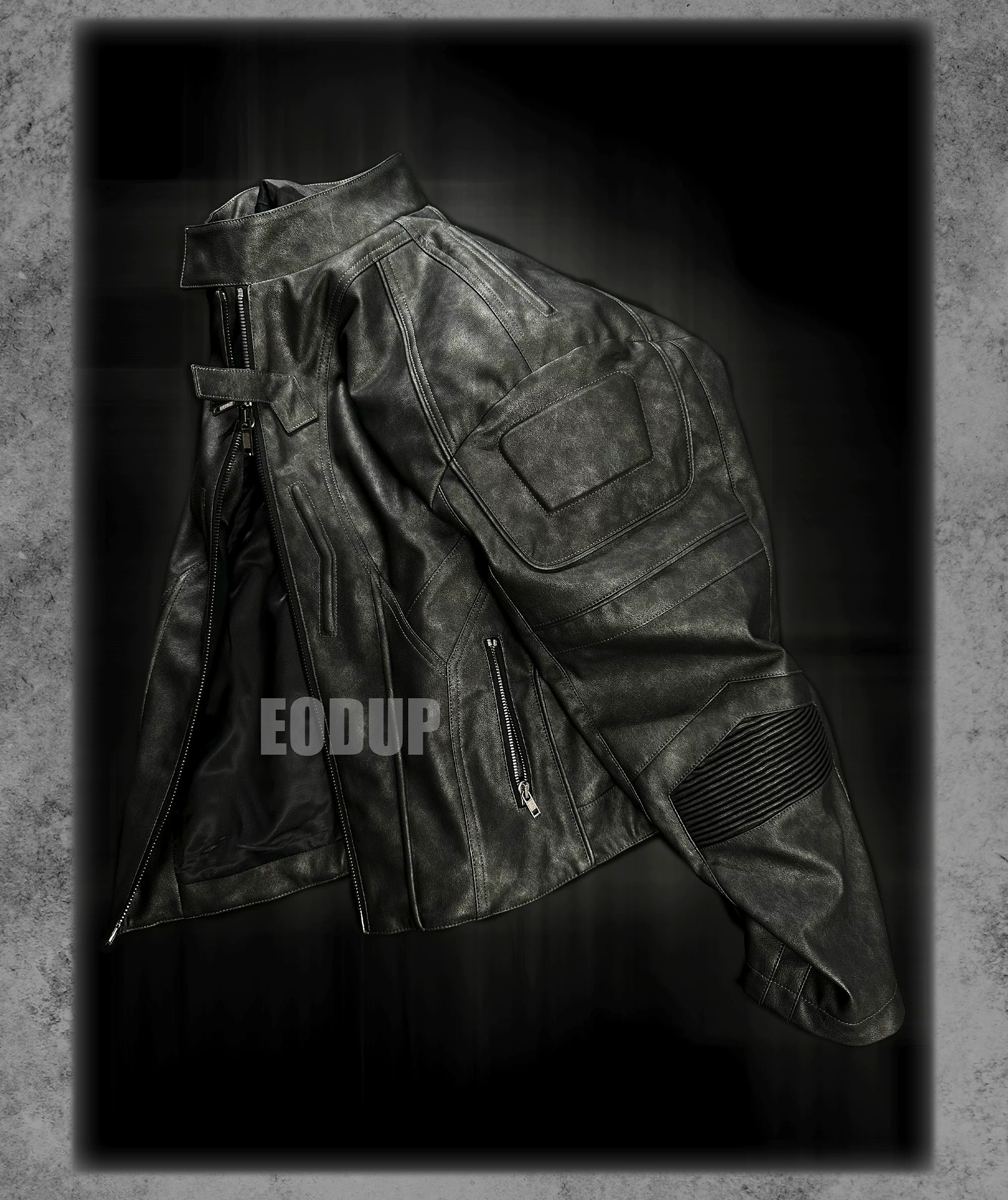 Distressed Deconstructed Biker Leather Jacket
