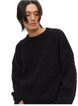 Cable Knit Cotton Drop Shoulder Sweater
